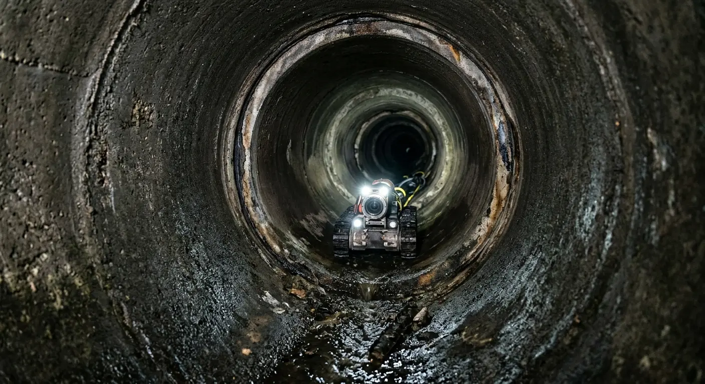 Robotic sewer camera inspecting pipe interior for Sewer Line Repair in Yelm